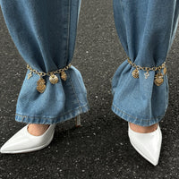 Thumbnail for Trendy Hollow Cross Flame Heart Charm Anklet - ArtGalleryZen