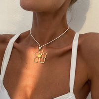 Thumbnail for Trendy Hollow Flower Pendant Wax Cord String Necklace - ArtGalleryZen