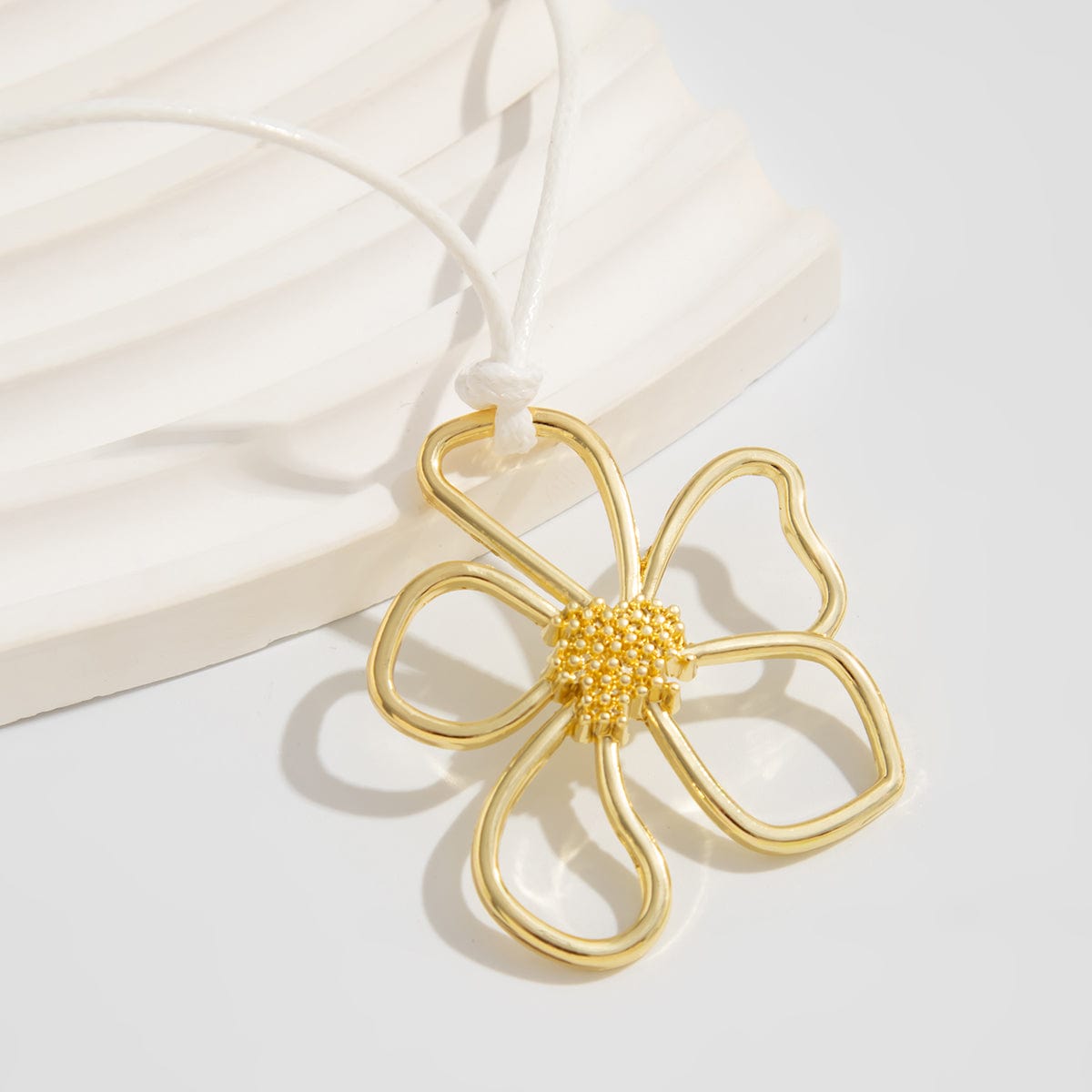 Trendy Hollow Flower Pendant Wax Cord String Necklace - ArtGalleryZen
