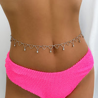 Thumbnail for Trendy Hollow Heart Rhinestone Tassel Belly Chain