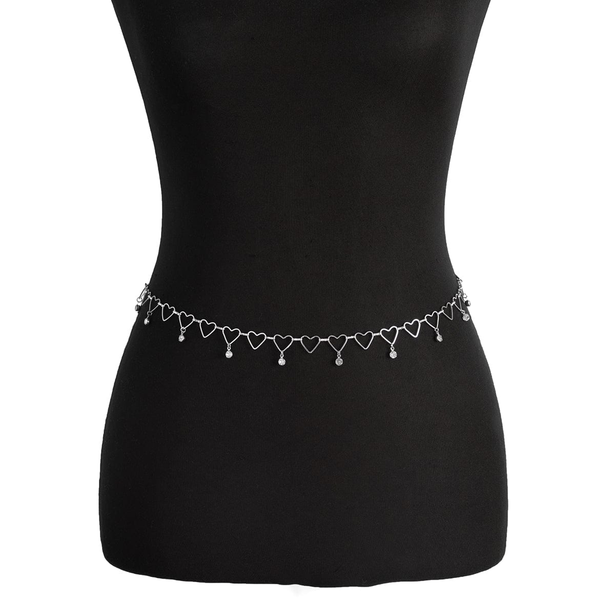 Trendy Hollow Heart Rhinestone Tassel Belly Chain