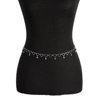 Thumbnail for Trendy Hollow Heart Rhinestone Tassel Belly Chain