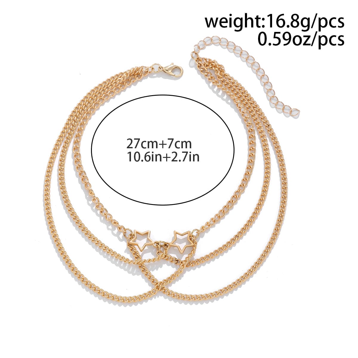 Trendy Hollow Star Layering Curb Arm Chain - ArtGalleryZen