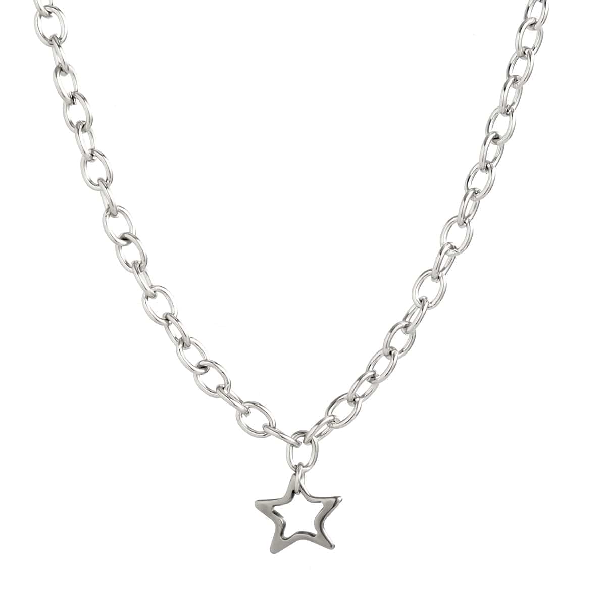Trendy Hollow Star Pendant Cable Chain Necklace - ArtGalleryZen