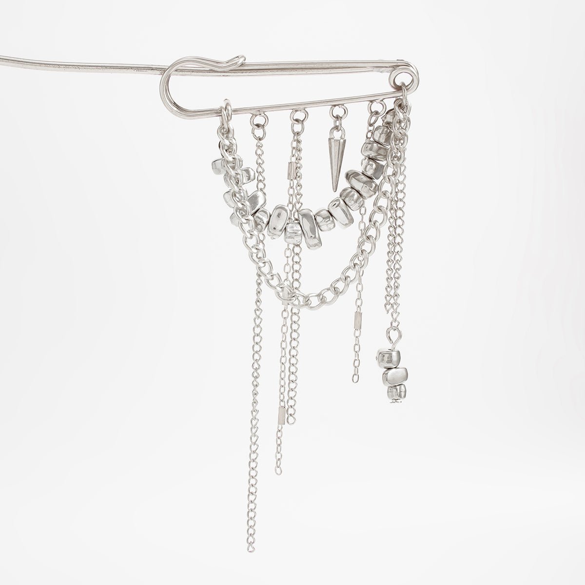 Trendy Irregular Beaded Tassel Pin Brooch - ArtGalleryZen