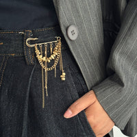 Thumbnail for Trendy Irregular Beaded Tassel Pin Brooch - ArtGalleryZen