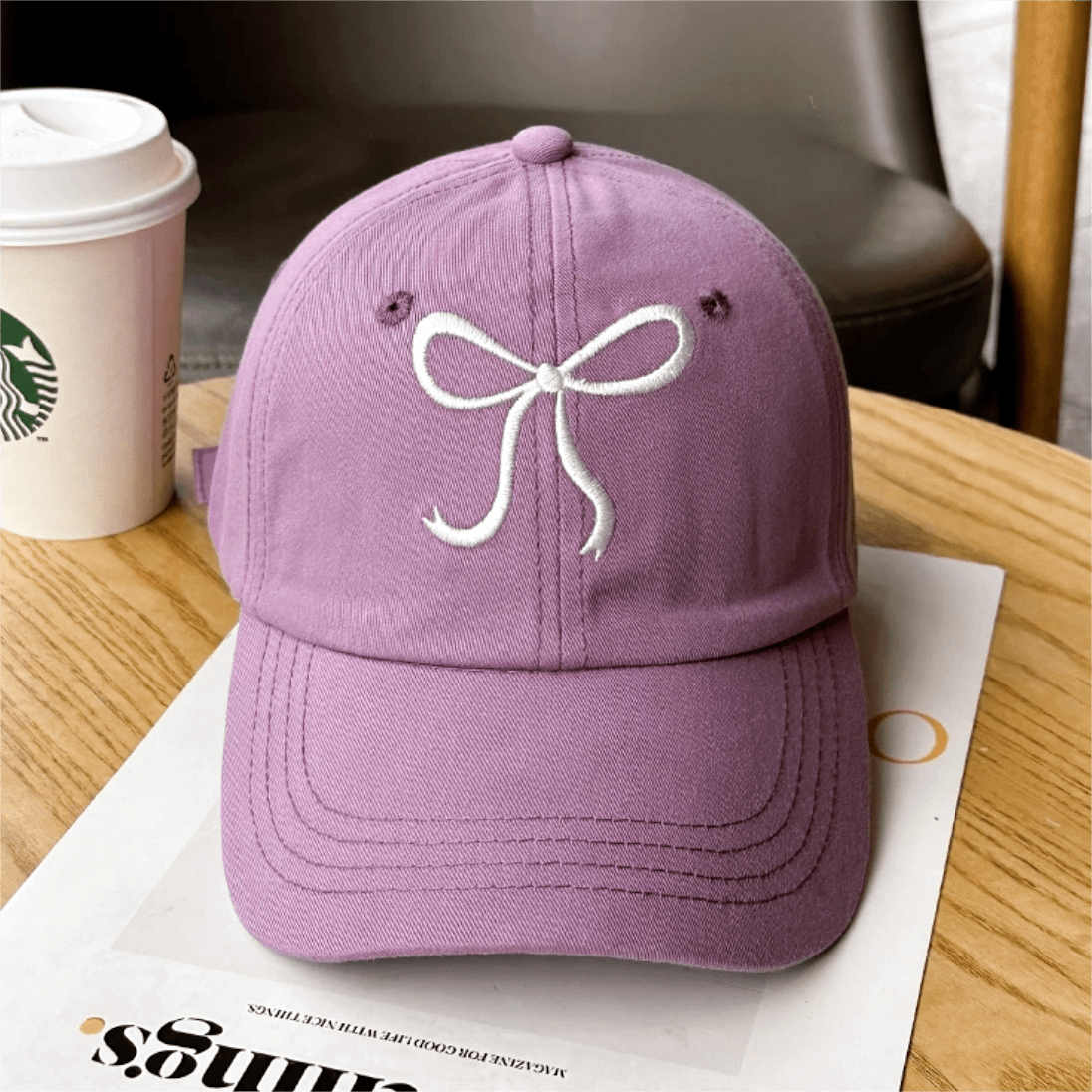 Trendy Korean Embroidered Bowknot Adjustable Baseball Cap