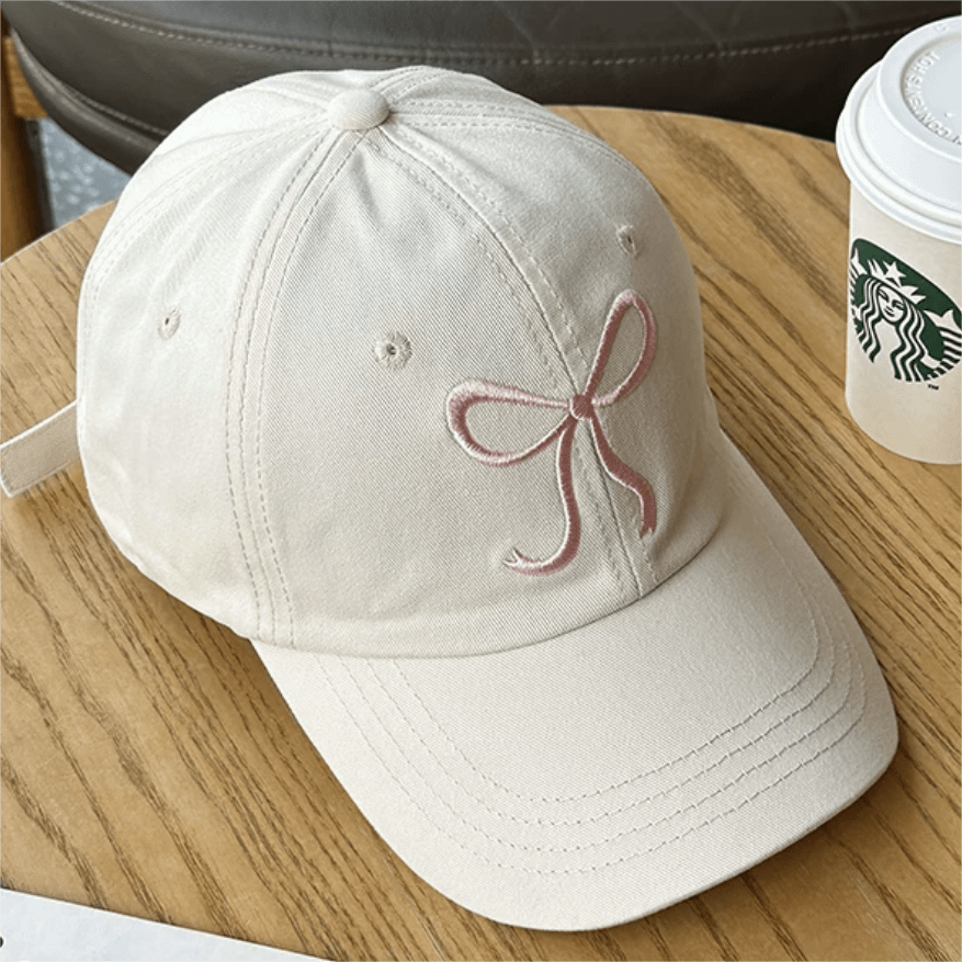 Trendy Korean Embroidered Bowknot Adjustable Baseball Cap