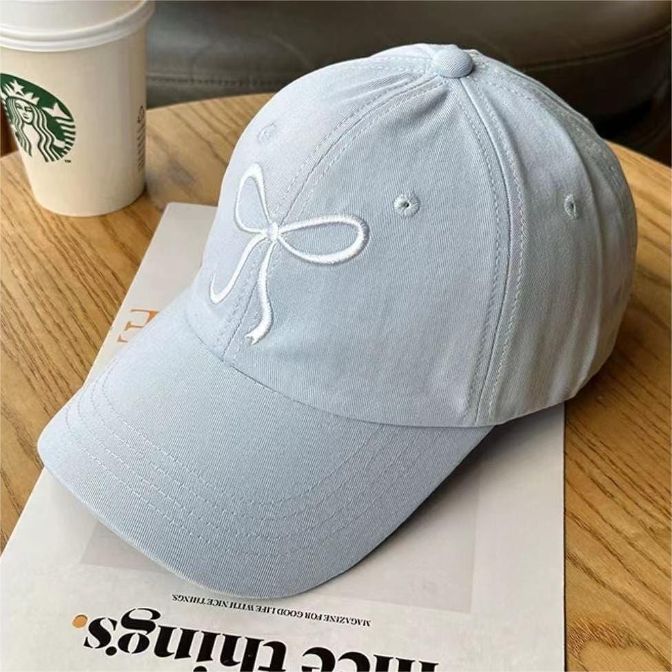 Trendy Korean Embroidered Bowknot Adjustable Baseball Cap