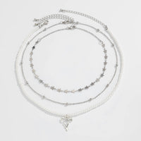 Thumbnail for Trendy Layered Bowknot Charm Star Pearl Chain Necklace Set - ArtGalleryZen