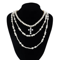 Thumbnail for Trendy Layered Cross Pendant Pearl Chain Necklace Set