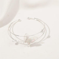 Thumbnail for Trendy Crystal Inlaid Enamel Butterfly Pearl Charm Bangle Bracelet