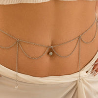 Thumbnail for Trendy Layered Crystal Tassel Navel Piercing Belly Chain