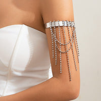 Thumbnail for Trendy Layered CZ Inlaid Box Chain Tassel Arm Cuff