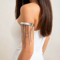 Thumbnail for Trendy Layered CZ Inlaid Box Chain Tassel Arm Cuff