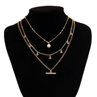 Thumbnail for Trendy Layered CZ Tassel Bar Pearl Pendant Cable Chain Necklace Set - ArtGalleryZen