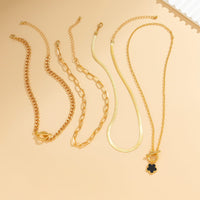 Thumbnail for Trendy Layered Enamel Flower Toggle Clasp Curb Chain Necklace Set