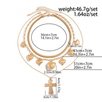 Thumbnail for Trendy Layered Floral Heart Cross Pendant Snake Chain Necklace Set - ArtGalleryZen