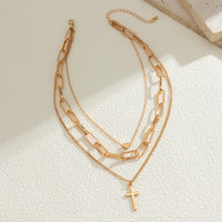 Thumbnail for Trendy Layered Heart Cross Pendant Cable Chain Necklace - ArtGalleryZen