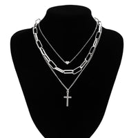 Thumbnail for Trendy Layered Heart Cross Pendant Cable Chain Necklace - ArtGalleryZen