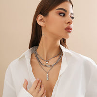 Thumbnail for Trendy Layered Metal Bar Heart Pendant Necklace Set - ArtGalleryZen