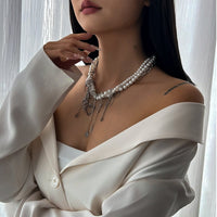 Thumbnail for Trendy Layered Heart Pendant Star Cross Tassel Pearl Chain Necklace - ArtGalleryZen