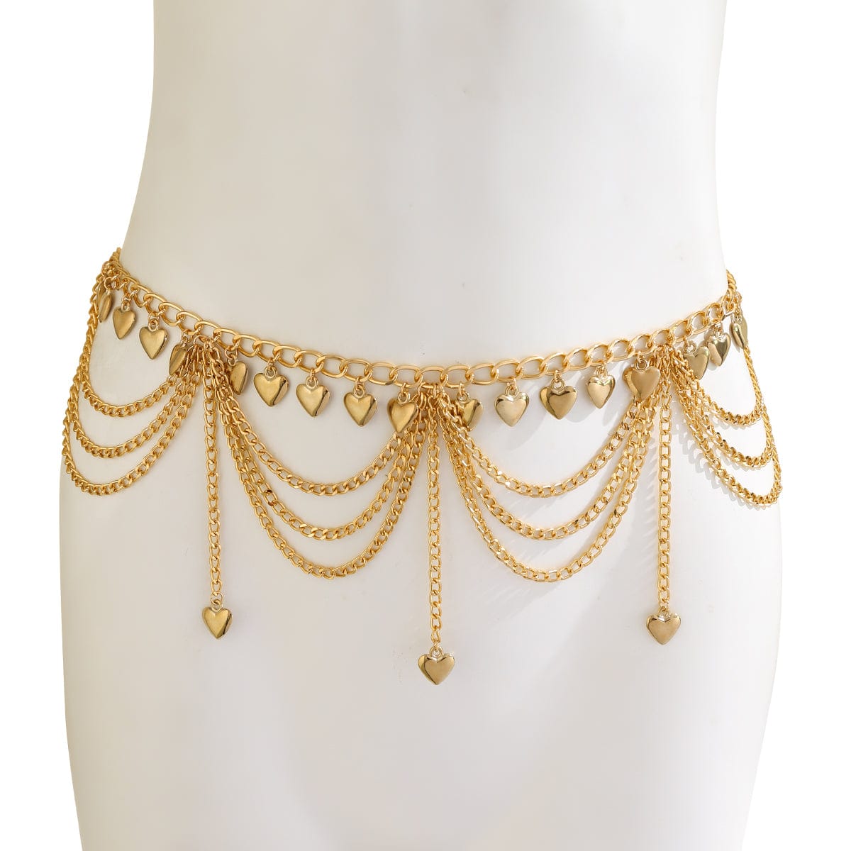 Trendy Layered Heart Star Butterfly Ball Tassel Curb Waist Chain - ArtGalleryZen