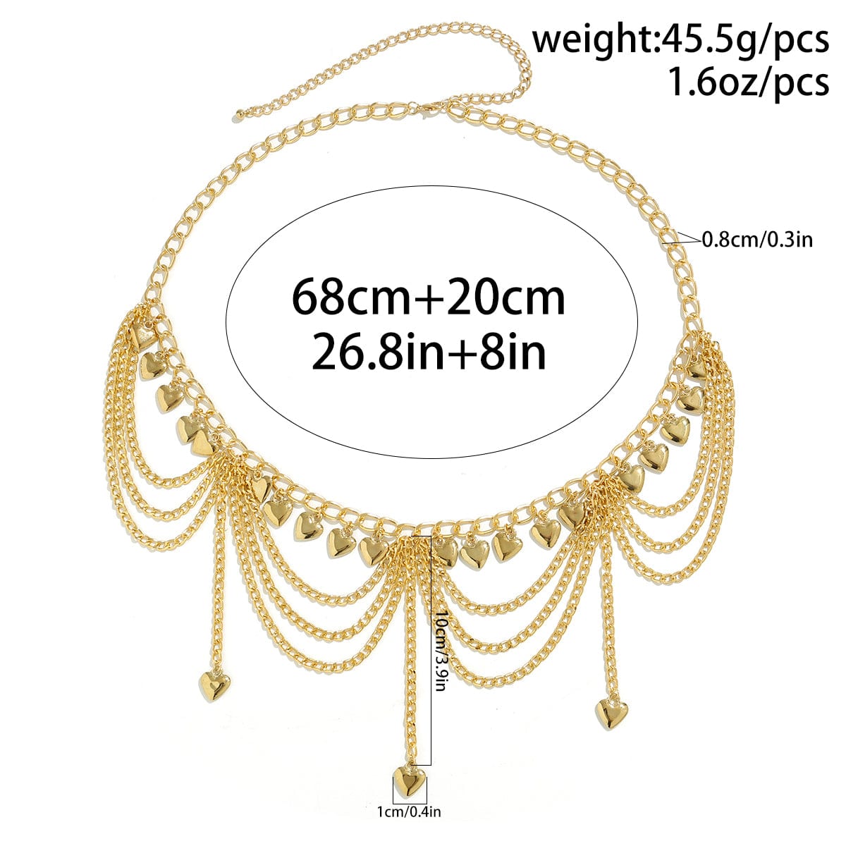 Trendy Layered Heart Star Butterfly Ball Tassel Curb Waist Chain