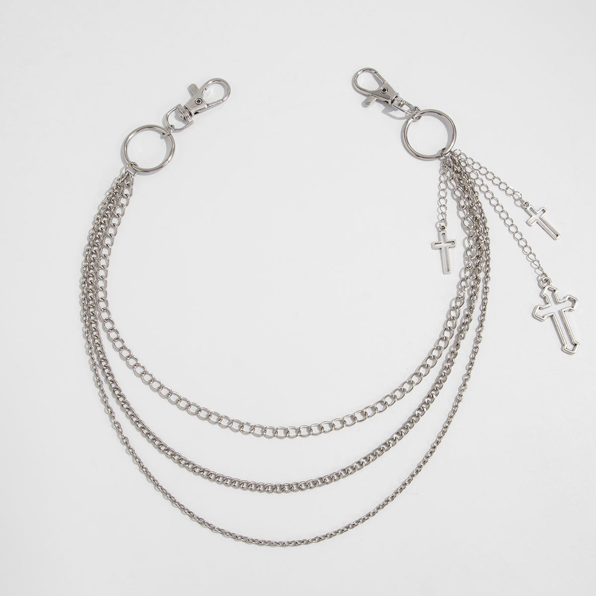 Trendy Layered Hollow Cross Pendant Trouser Chain - ArtGalleryZen