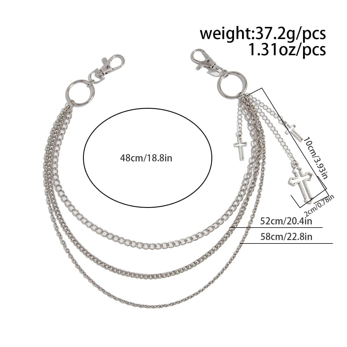 Trendy Layered Hollow Cross Pendant Trouser Chain - ArtGalleryZen