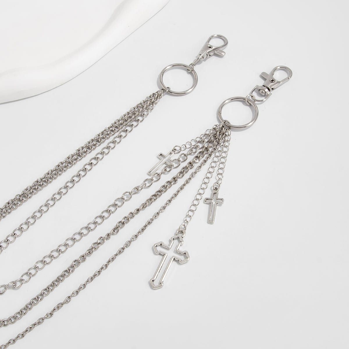 Trendy Layered Hollow Cross Pendant Trouser Chain - ArtGalleryZen