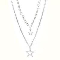 Thumbnail for Trendy Layered Hollow Star Pendant Cable Chain Necklace Set - ArtGalleryZen