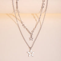 Thumbnail for Trendy Layered Hollow Star Pendant Cable Chain Necklace Set - ArtGalleryZen