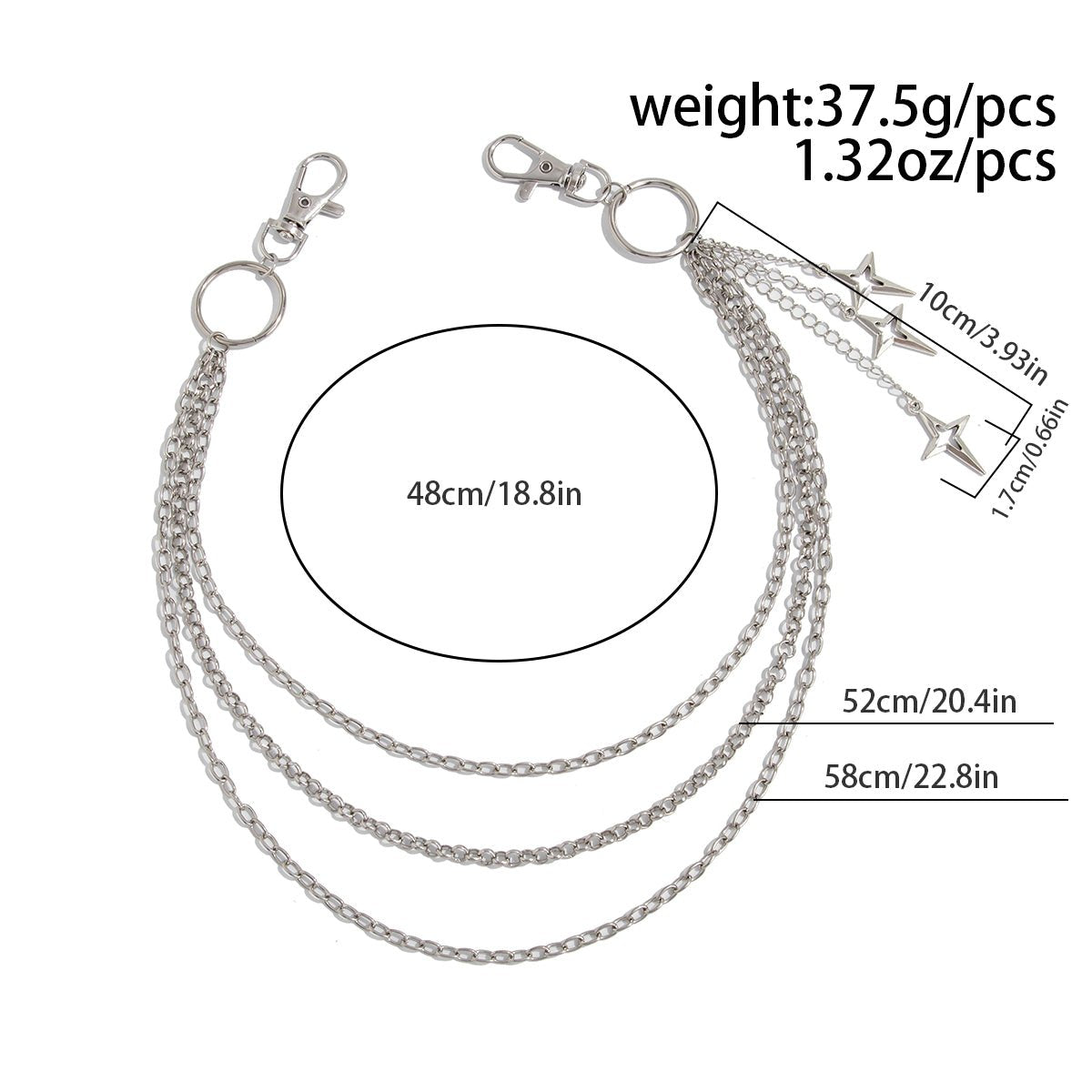 Trendy Layered Hollow Star Pendant Trouser Chain - ArtGalleryZen