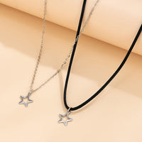 Thumbnail for Trendy Layered Hollow Star Pendant Wax Cord String Necklace Set - ArtGalleryZen