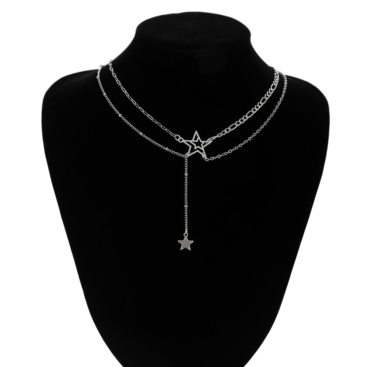 Trendy Layered Hollow Star Pendant Y Necklace