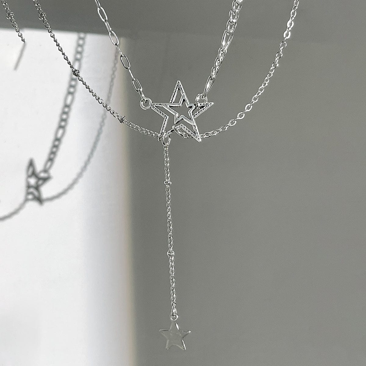 Trendy Layered Hollow Star Pendant Y Necklace