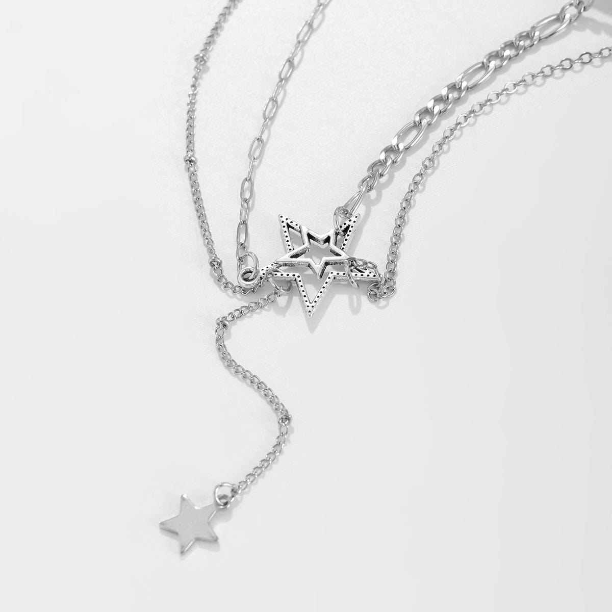 Trendy Layered Hollow Star Pendant Y Necklace