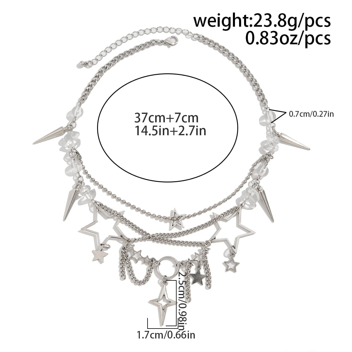 Trendy Layered Hollow Star Tassel Crystal Stone Chain Necklace - ArtGalleryZen