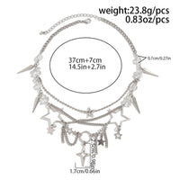 Thumbnail for Trendy Layered Hollow Star Tassel Crystal Stone Chain Necklace - ArtGalleryZen