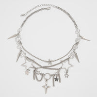 Thumbnail for Trendy Layered Hollow Star Tassel Crystal Stone Chain Necklace - ArtGalleryZen