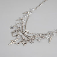Thumbnail for Trendy Layered Hollow Star Tassel Crystal Stone Chain Necklace - ArtGalleryZen