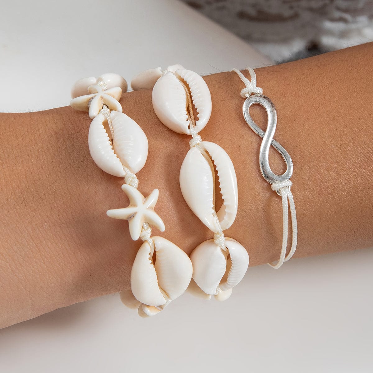 Trendy Layered Infinity Starfish Shell Bracelet Set - ArtGalleryZen