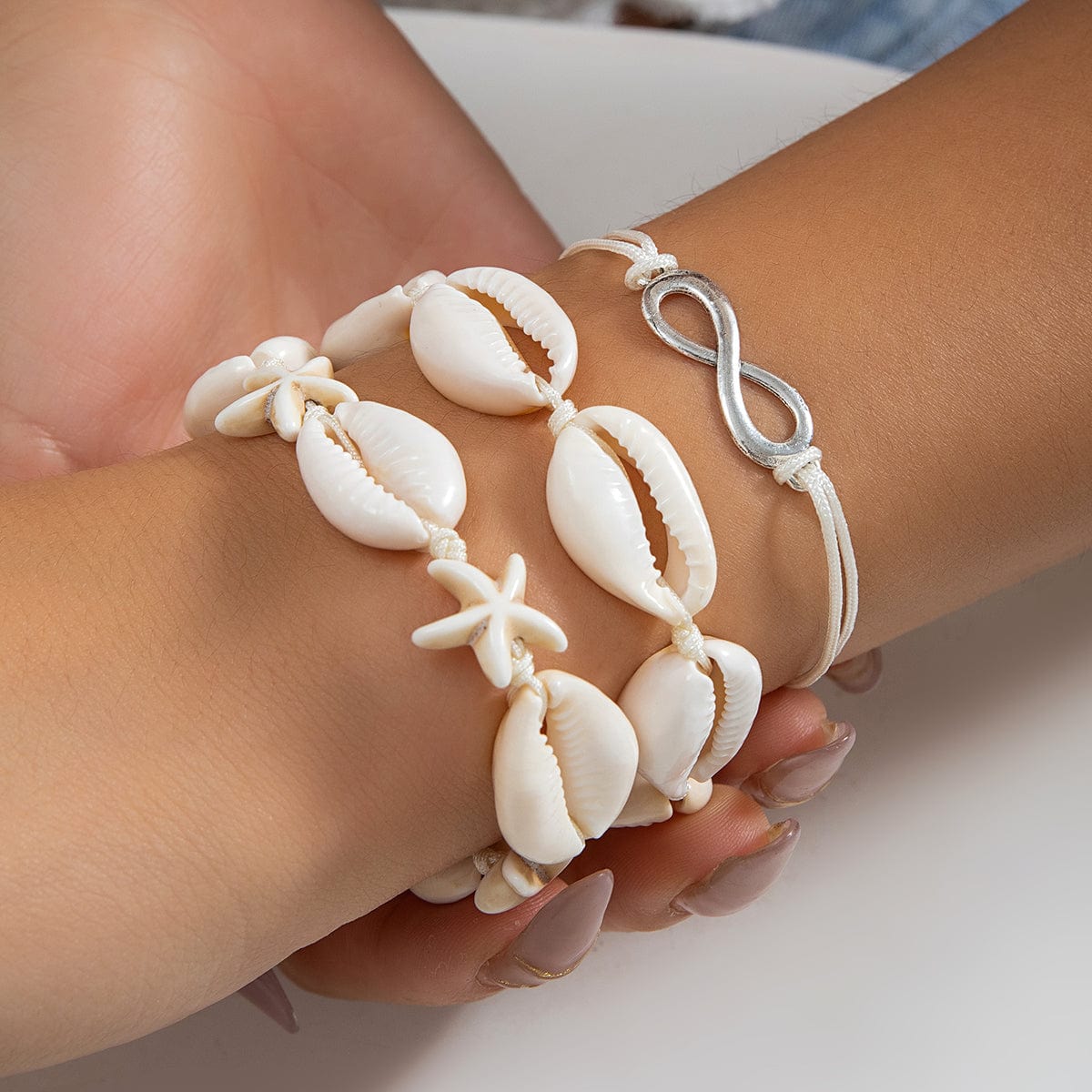 Trendy Layered Infinity Starfish Shell Bracelet Set - ArtGalleryZen