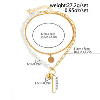 Thumbnail for Trendy Layered Irregular Pearl Chain Round Disk Ball Pendant Necklace Set - ArtGalleryZen