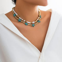 Thumbnail for Trendy Layered Irregular Stone Pearl Starfish Ball Chain Necklace Set - ArtGalleryZen