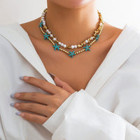 Thumbnail for Trendy Layered Irregular Stone Pearl Starfish Ball Chain Necklace Set - ArtGalleryZen