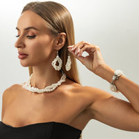 Thumbnail for Trendy Layered Pearl Chain Necklace Bracelet Earrings Set - ArtGalleryZen