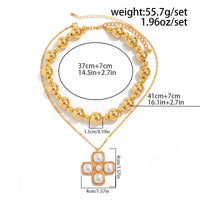 Thumbnail for Trendy Layered Pearl Inlaid Cross Pendant Ball Chain Necklace Set - ArtGalleryZen