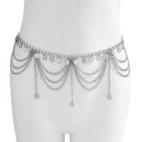 Thumbnail for Trendy Layered Relief Coin Tassel Curb Waist Chain